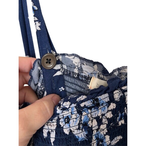 Band Of Gypsies Tiered Ruffle Mini Dress Blue Floral Large - Picture 8 of 9